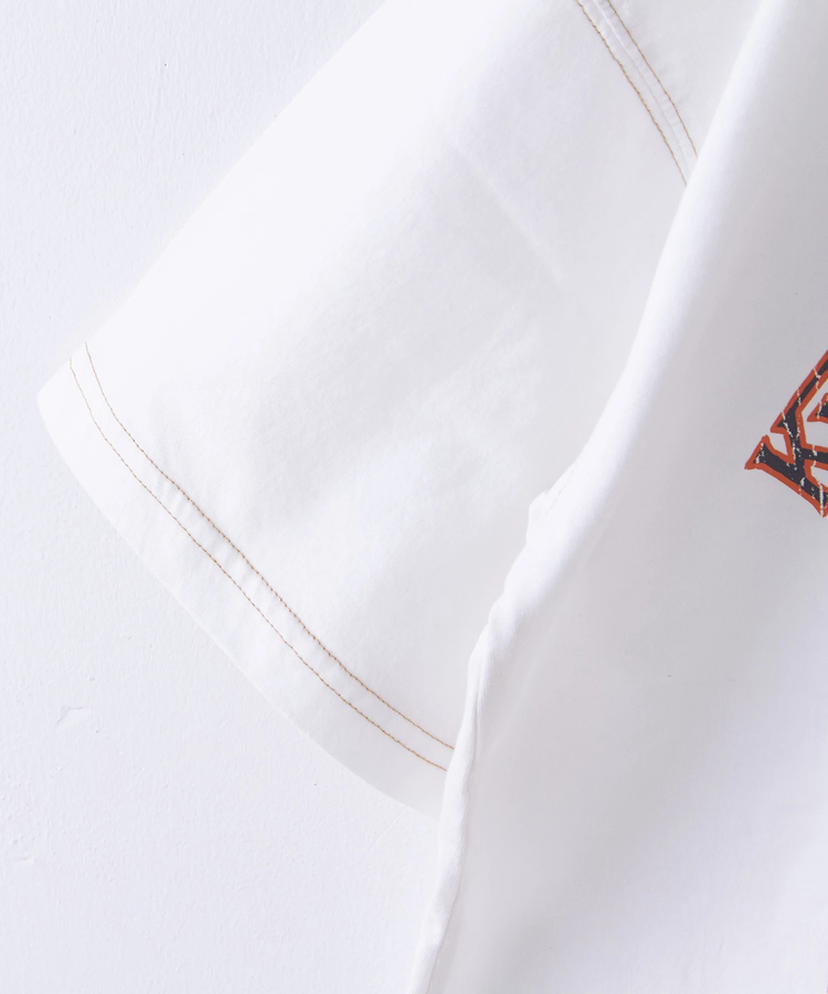 CUBE SUGAR(キューブシュガー) |26/-天竺 パウダー加工 リメイク風 切り替え シャーリング Tシャツ