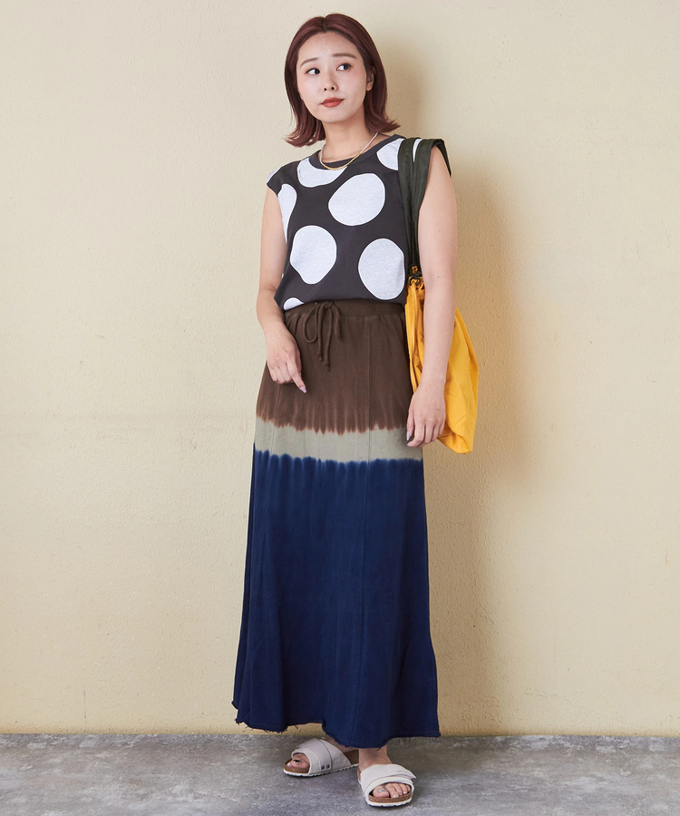 CUBE SUGAR(キューブシュガー) |【6/12(木)販売】26/-OE天竺 ドット プリント 汗染み防止 加工 ノースリーブ Tシャツ