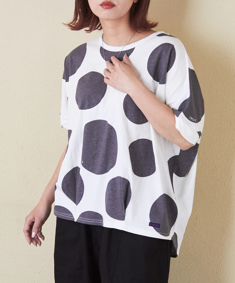 CUBE SUGAR(キューブシュガー) |【6/12(木)販売】26/-OE天竺 ドット プリント 汗染み防止 加工 ドルマン Tシャツ