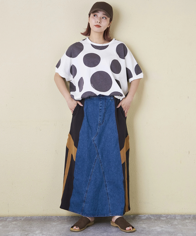 CUBE SUGAR(キューブシュガー) |【6/12(木)販売】26/-OE天竺 ドット プリント 汗染み防止 加工 ドルマン Tシャツ
