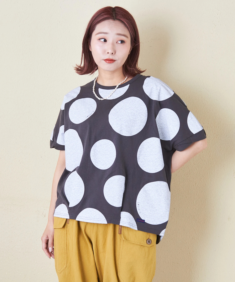CUBE SUGAR(キューブシュガー) |【6/12(木)販売】26/-OE天竺 ドット プリント 汗染み防止 加工 ドルマン Tシャツ