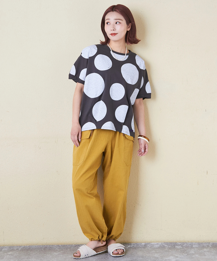 CUBE SUGAR(キューブシュガー) |【6/12(木)販売】26/-OE天竺 ドット プリント 汗染み防止 加工 ドルマン Tシャツ