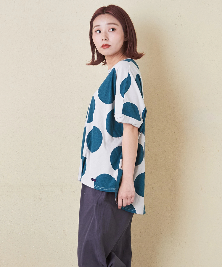 CUBE SUGAR(キューブシュガー) |【6/12(木)販売】26/-OE天竺 ドット プリント 汗染み防止 加工 ドルマン Tシャツ