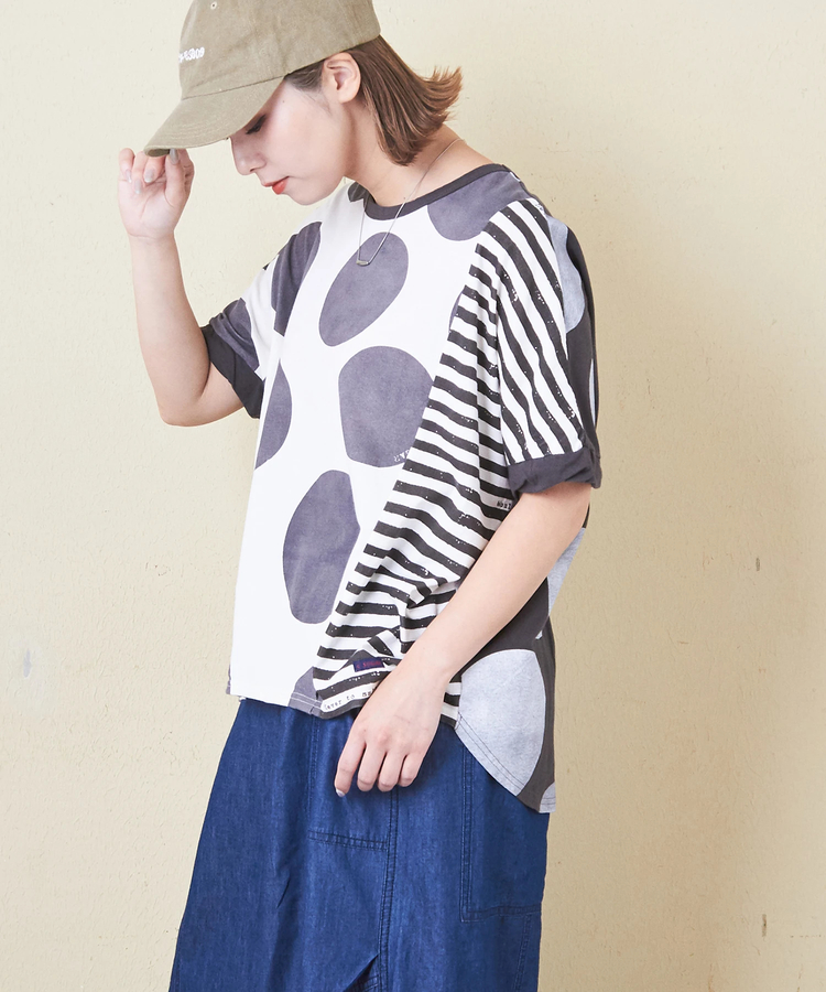 CUBE SUGAR(キューブシュガー) |【6/12(木)販売】26/-OE天竺 ドット プリント 汗染み防止 加工 ドルマン Tシャツ