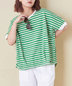 CUBE SUGAR(キューブシュガー)通販 | 26/-OE天竺 かすれ ボーダー プリント 汗染み防止 加工 ドルマン Tシャツ