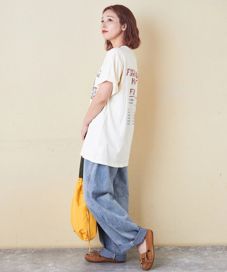 CUBE SUGAR(キューブシュガー) |26/-OE天竺 ピグメント染め ロゴプリント ビッグ Tシャツ