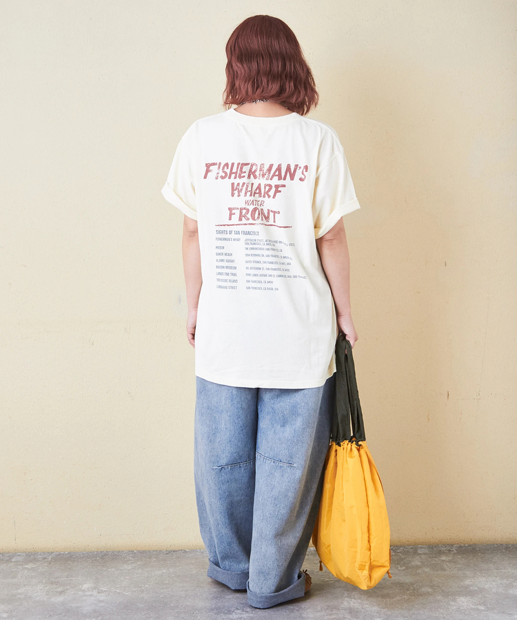 CUBE SUGAR(キューブシュガー) |26/-OE天竺 ピグメント染め ロゴプリント ビッグ Tシャツ