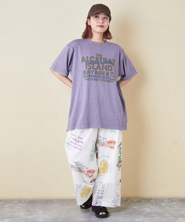 CUBE SUGAR(キューブシュガー) |26/-OE天竺 ピグメント染め ロゴプリント ビッグ Tシャツ