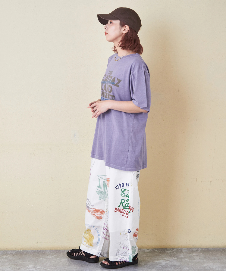 CUBE SUGAR(キューブシュガー) |26/-OE天竺 ピグメント染め ロゴプリント ビッグ Tシャツ