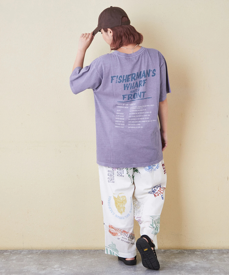 CUBE SUGAR(キューブシュガー) |26/-OE天竺 ピグメント染め ロゴプリント ビッグ Tシャツ