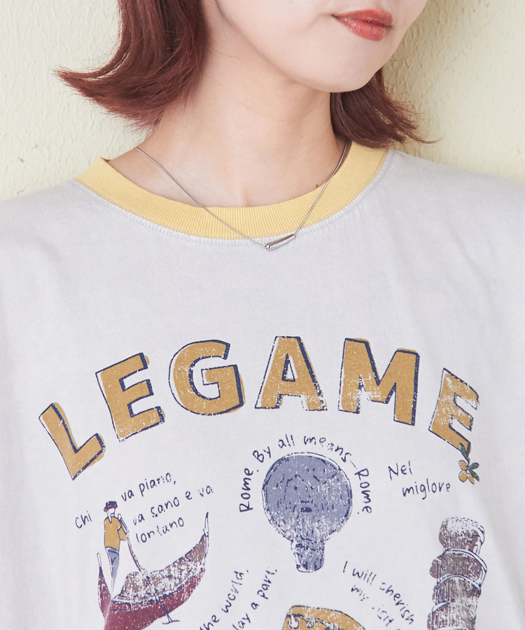 CUBE SUGAR(キューブシュガー) |26/-天竺 パウダー加工 イタリア プリント ビッグ Tシャツ