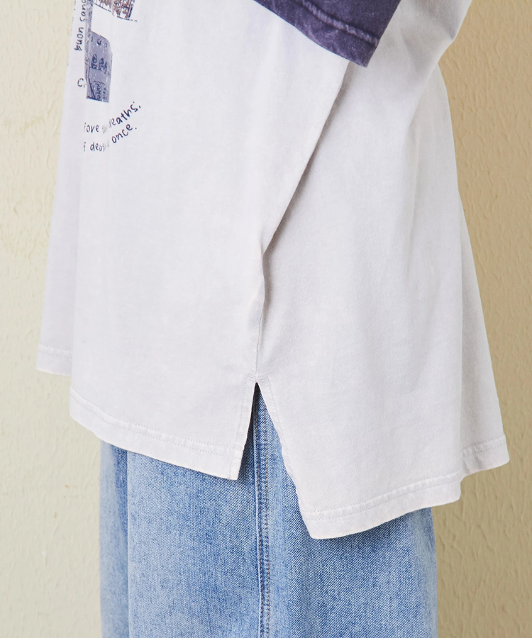 CUBE SUGAR(キューブシュガー) |26/-天竺 パウダー加工 イタリア プリント ビッグ Tシャツ