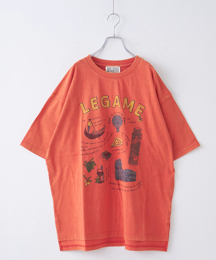 CUBE SUGAR(キューブシュガー) |26/-天竺 パウダー加工 イタリア プリント ビッグ Tシャツ