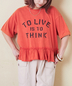 CUBE SUGAR(キューブシュガー)通販 | 26/-天竺 パウダー加工 裾ギャザー ロゴ Tシャツ
