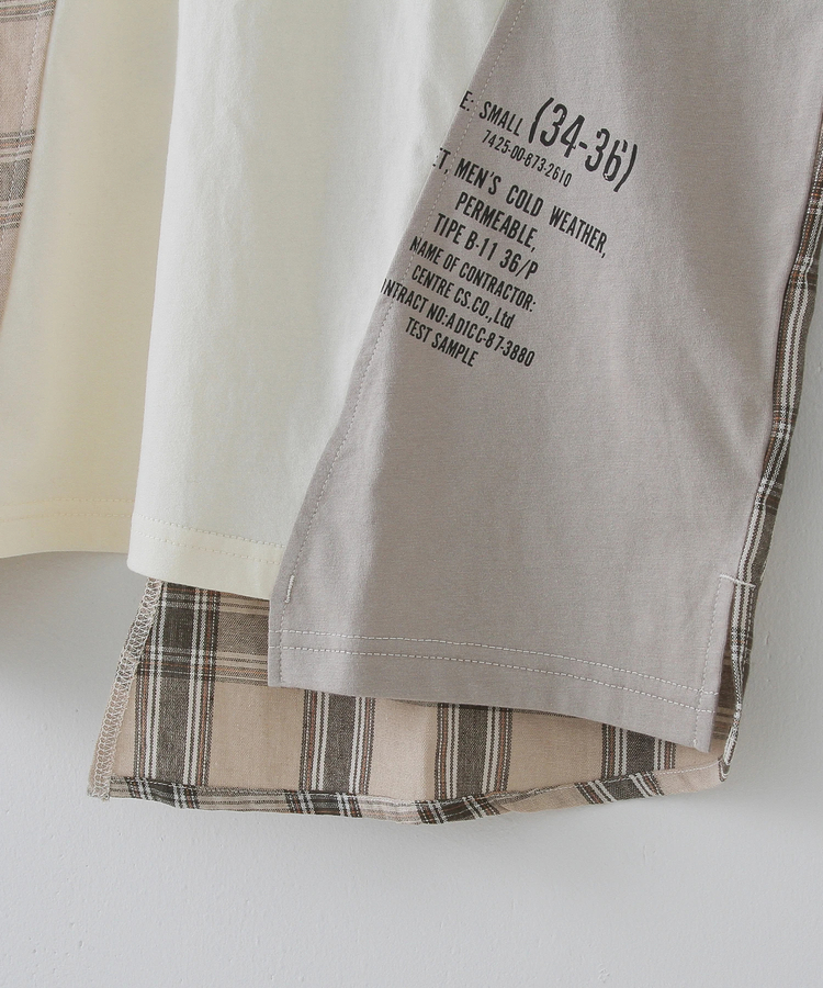 CUBE SUGAR(キューブシュガー) |先染め チェック 切替 ラグラン Tシャツ
