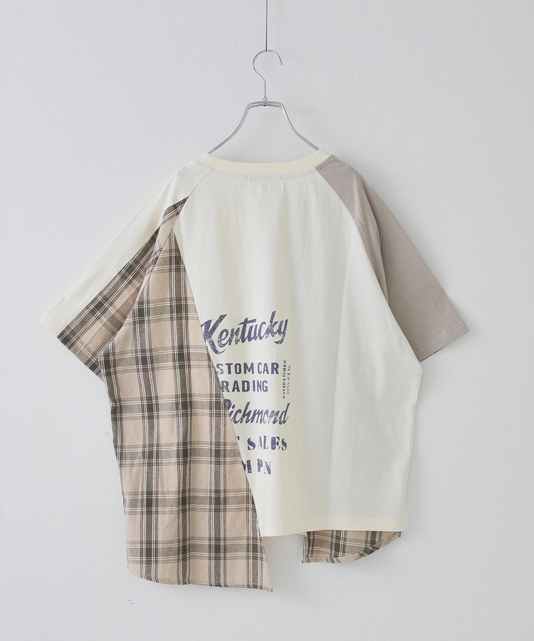 CUBE SUGAR(キューブシュガー) |先染め チェック 切替 ラグラン Tシャツ