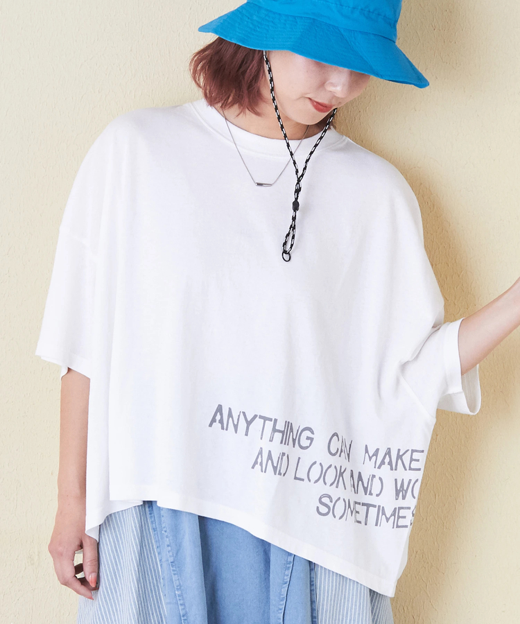 CUBE SUGAR(キューブシュガー) |32/-OE天竺 裾プリント Tシャツ