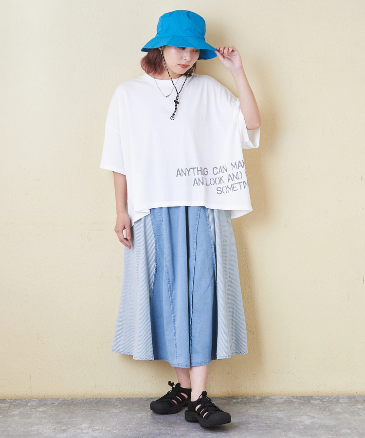 CUBE SUGAR(キューブシュガー) |32/-OE天竺 裾プリント Tシャツ