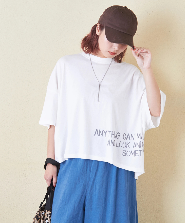 CUBE SUGAR(キューブシュガー) |32/-OE天竺 裾プリント Tシャツ