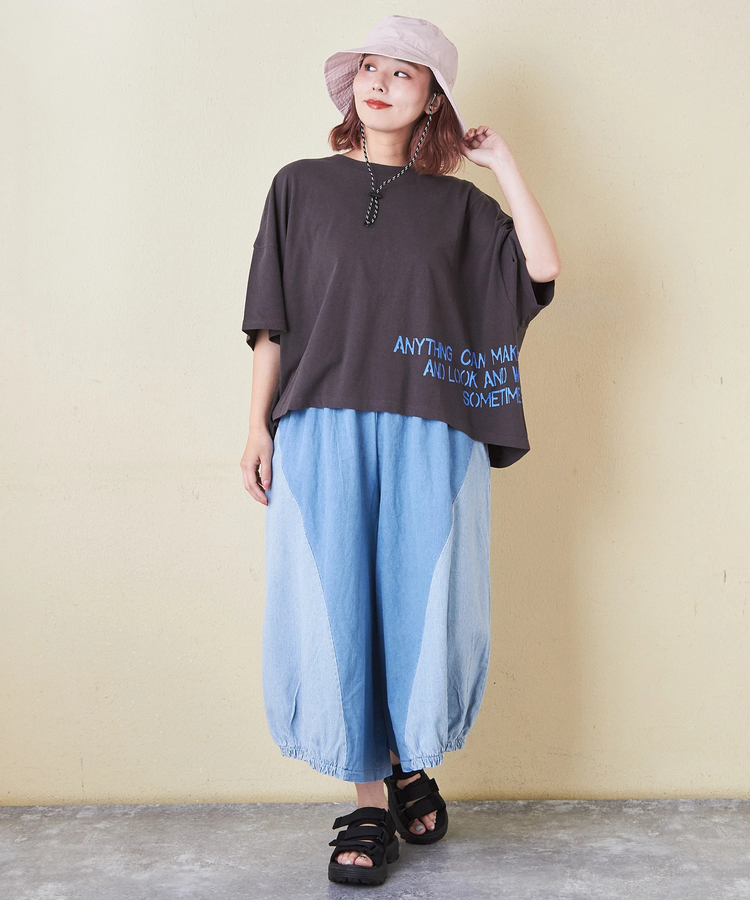 CUBE SUGAR(キューブシュガー) |32/-OE天竺 裾プリント Tシャツ