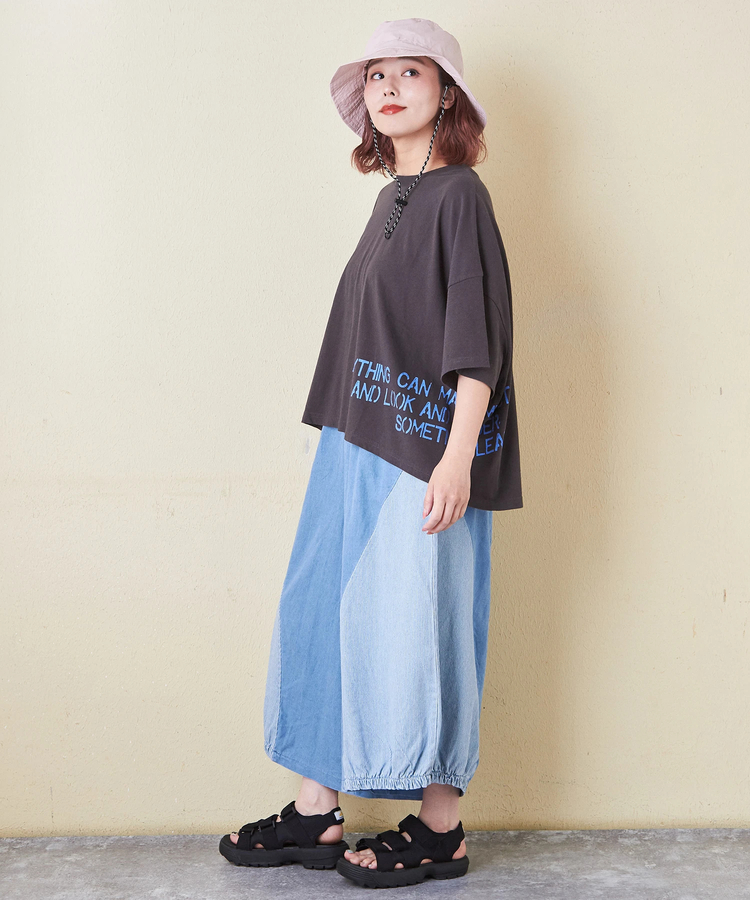 CUBE SUGAR(キューブシュガー) |32/-OE天竺 裾プリント Tシャツ
