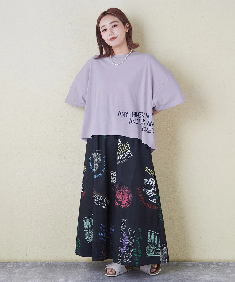 CUBE SUGAR(キューブシュガー) |32/-OE天竺 裾プリント Tシャツ