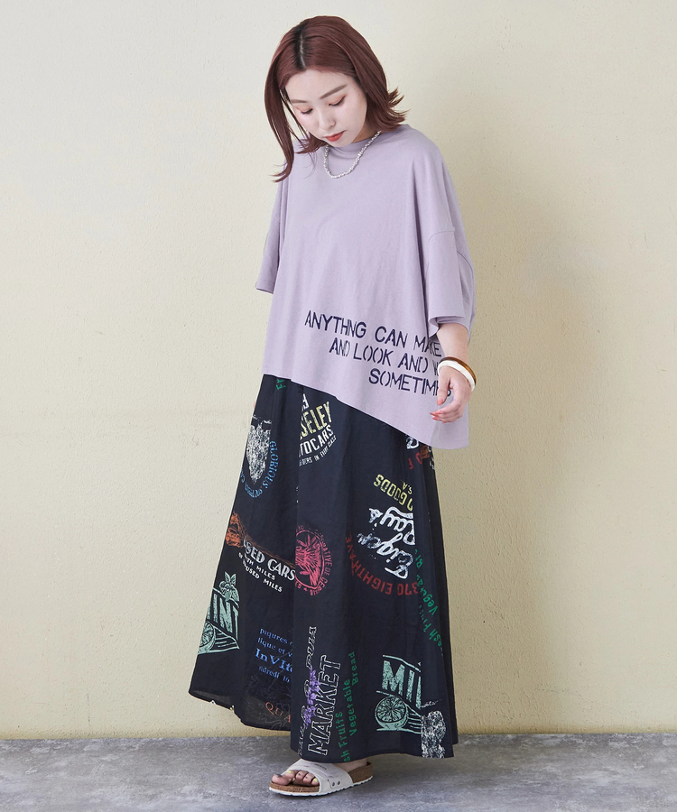 CUBE SUGAR(キューブシュガー) |32/-OE天竺 裾プリント Tシャツ