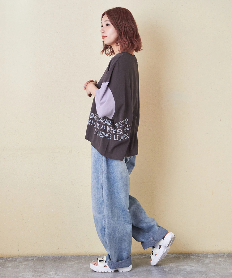 CUBE SUGAR(キューブシュガー) |32/-OE天竺 裾プリント Tシャツ