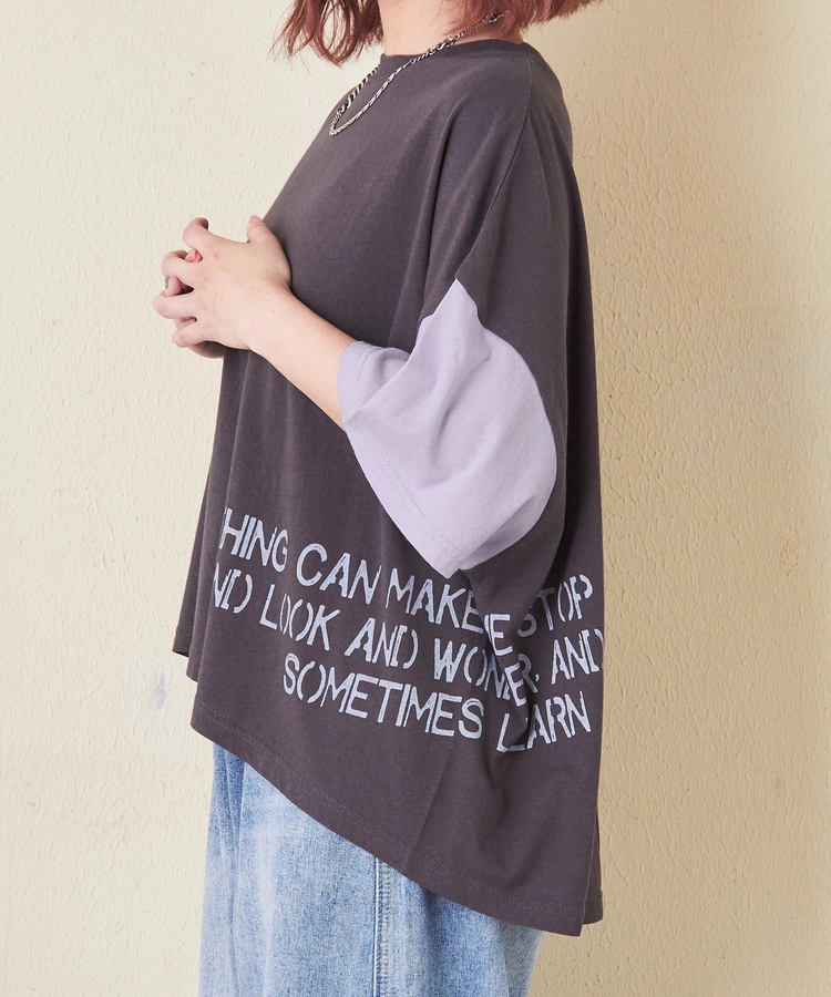 CUBE SUGAR(キューブシュガー) |32/-OE天竺 裾プリント Tシャツ