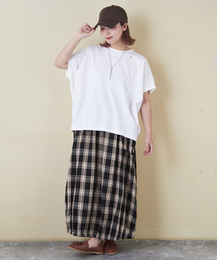 CUBE SUGAR(キューブシュガー) |21/-シルケット風天竺 接触冷感 切替 ドルマン Tシャツ