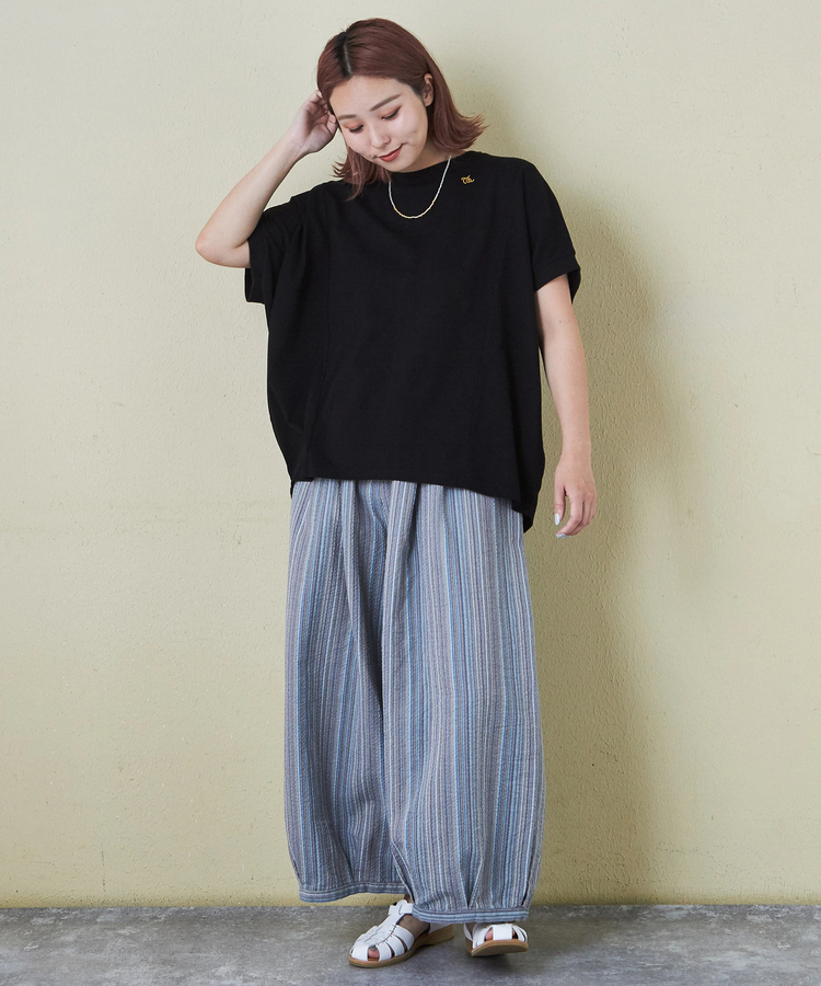 CUBE SUGAR(キューブシュガー) |21/-シルケット風天竺 接触冷感 切替 ドルマン Tシャツ
