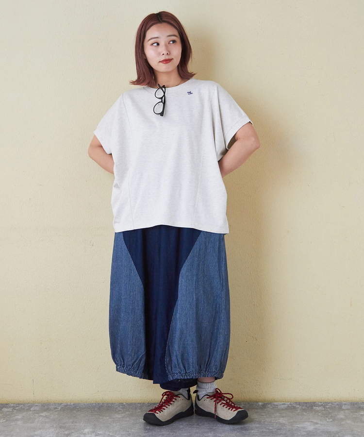 CUBE SUGAR(キューブシュガー) |21/-シルケット風天竺 接触冷感 切替 ドルマン Tシャツ