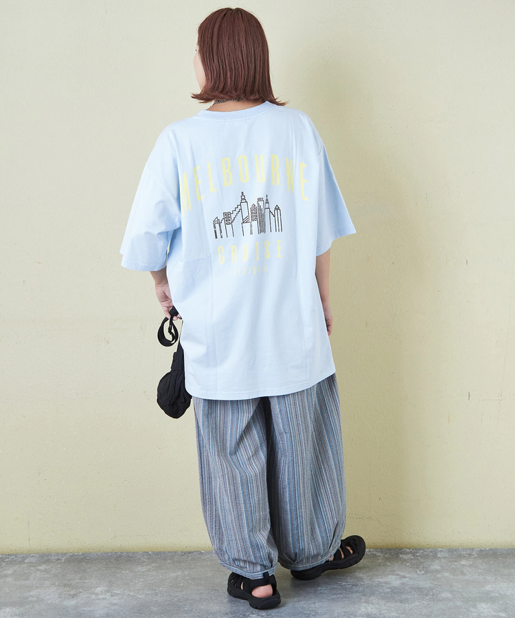 CUBE SUGAR(キューブシュガー) |21/-シルケット風天竺 接触冷感 バックプリント ビッグ Tシャツ