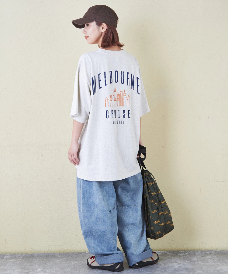 CUBE SUGAR(キューブシュガー) |21/-シルケット風天竺 接触冷感 バックプリント ビッグ Tシャツ