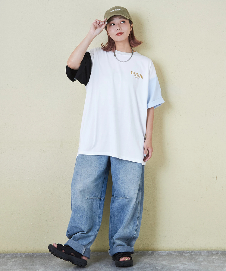 CUBE SUGAR(キューブシュガー) |21/-シルケット風天竺 接触冷感 バックプリント ビッグ Tシャツ