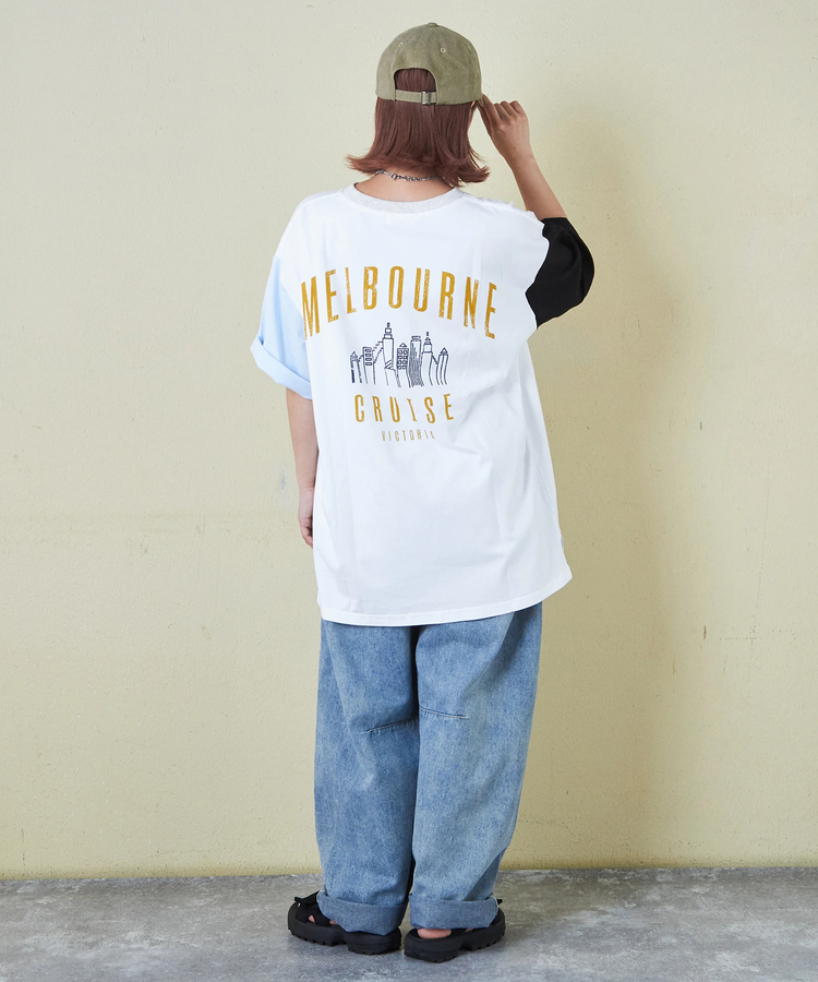 CUBE SUGAR(キューブシュガー) |21/-シルケット風天竺 接触冷感 バックプリント ビッグ Tシャツ