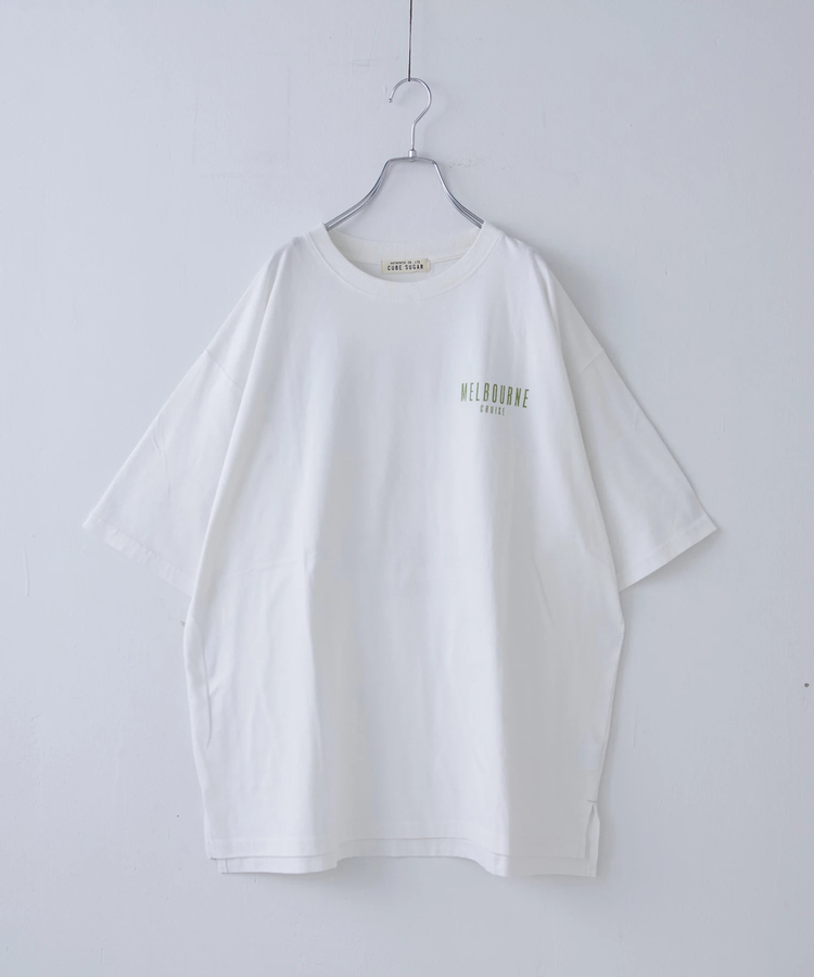 CUBE SUGAR(キューブシュガー) |21/-シルケット風天竺 接触冷感 バックプリント ビッグ Tシャツ