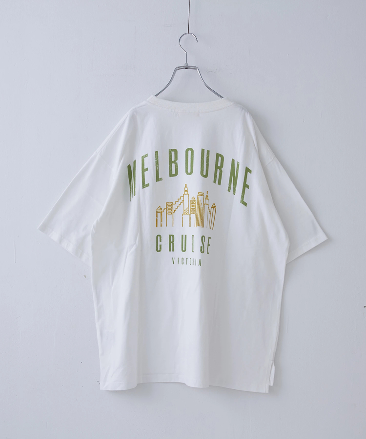 CUBE SUGAR(キューブシュガー) |21/-シルケット風天竺 接触冷感 バックプリント ビッグ Tシャツ