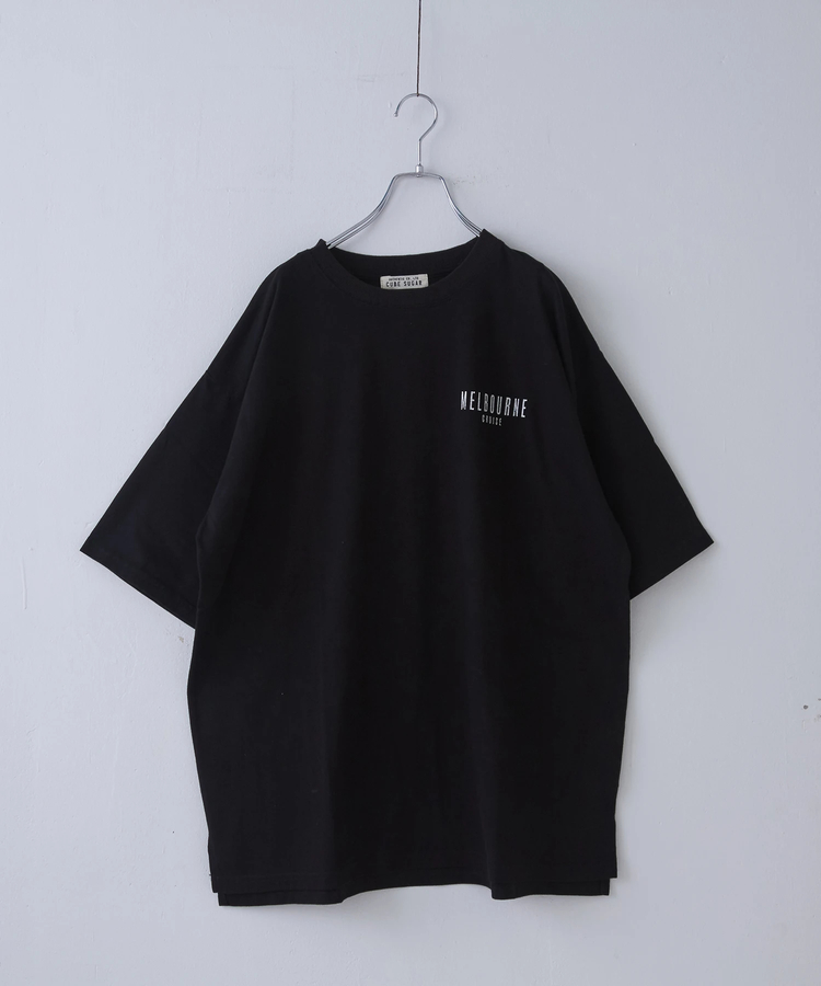 CUBE SUGAR(キューブシュガー) |21/-シルケット風天竺 接触冷感 バックプリント ビッグ Tシャツ