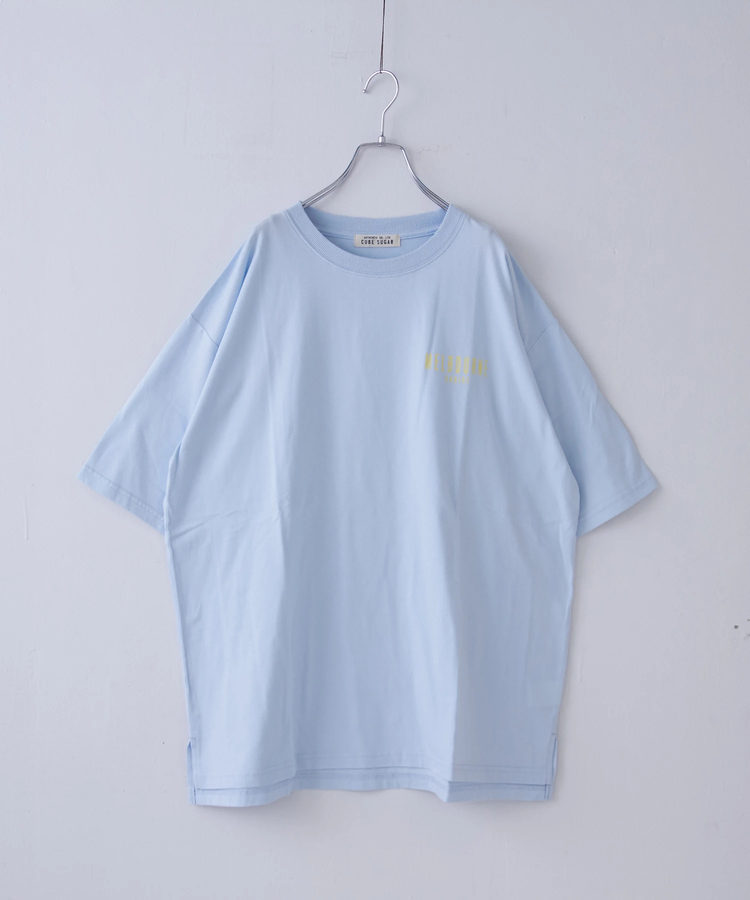 CUBE SUGAR(キューブシュガー) |21/-シルケット風天竺 接触冷感 バックプリント ビッグ Tシャツ