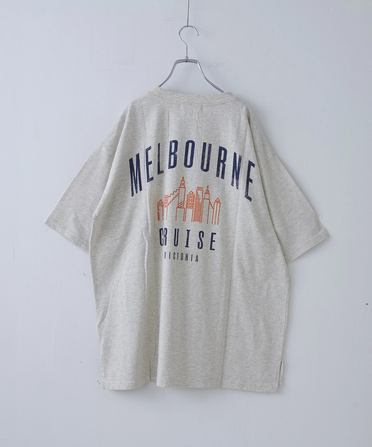 CUBE SUGAR(キューブシュガー) |21/-シルケット風天竺 接触冷感 バックプリント ビッグ Tシャツ
