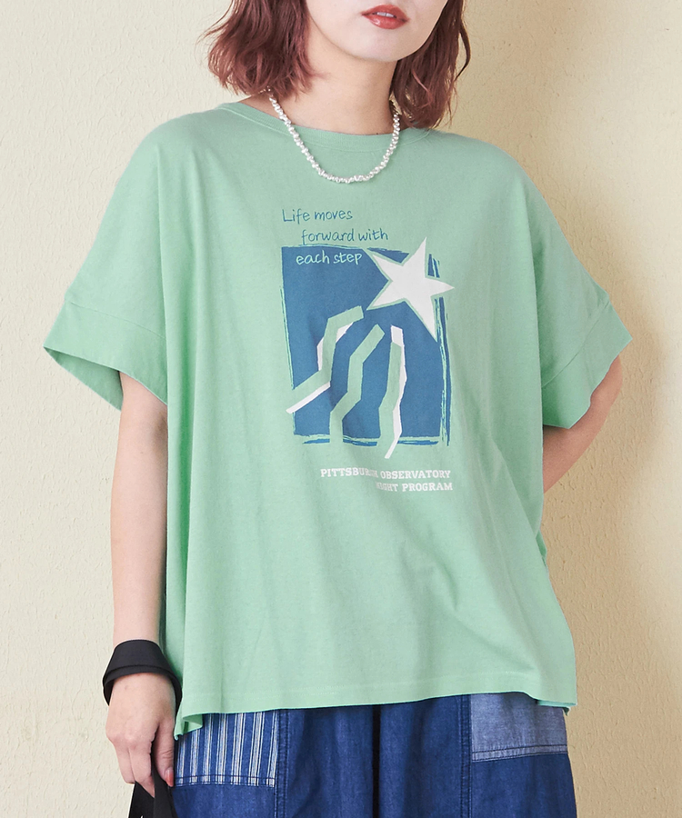 CUBE SUGAR(キューブシュガー) |32/-OE天竺 グラフィック プリント スクエア Tシャツ