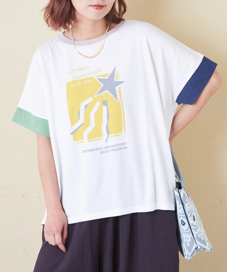 CUBE SUGAR(キューブシュガー) |32/-OE天竺 グラフィック プリント スクエア Tシャツ