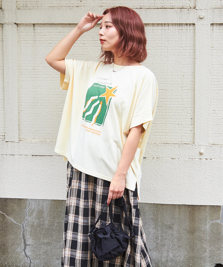 CUBE SUGAR(キューブシュガー) |32/-OE天竺 グラフィック プリント スクエア Tシャツ
