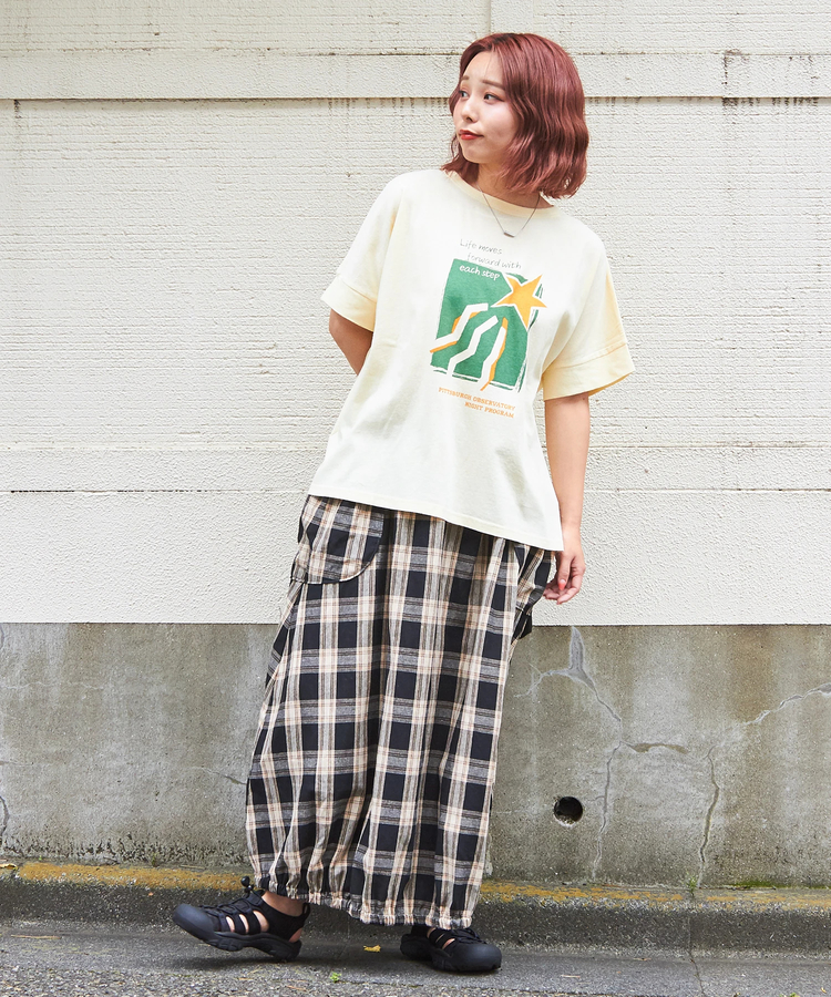 CUBE SUGAR(キューブシュガー) |32/-OE天竺 グラフィック プリント スクエア Tシャツ
