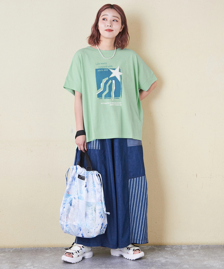CUBE SUGAR(キューブシュガー) |32/-OE天竺 グラフィック プリント スクエア Tシャツ