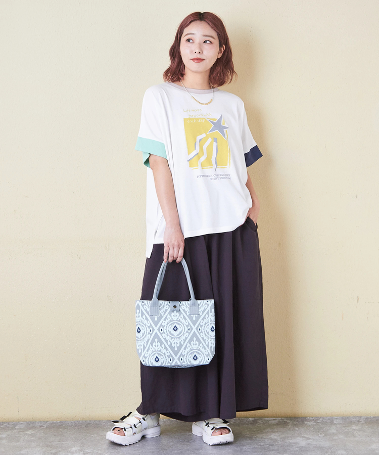 CUBE SUGAR(キューブシュガー) |32/-OE天竺 グラフィック プリント スクエア Tシャツ