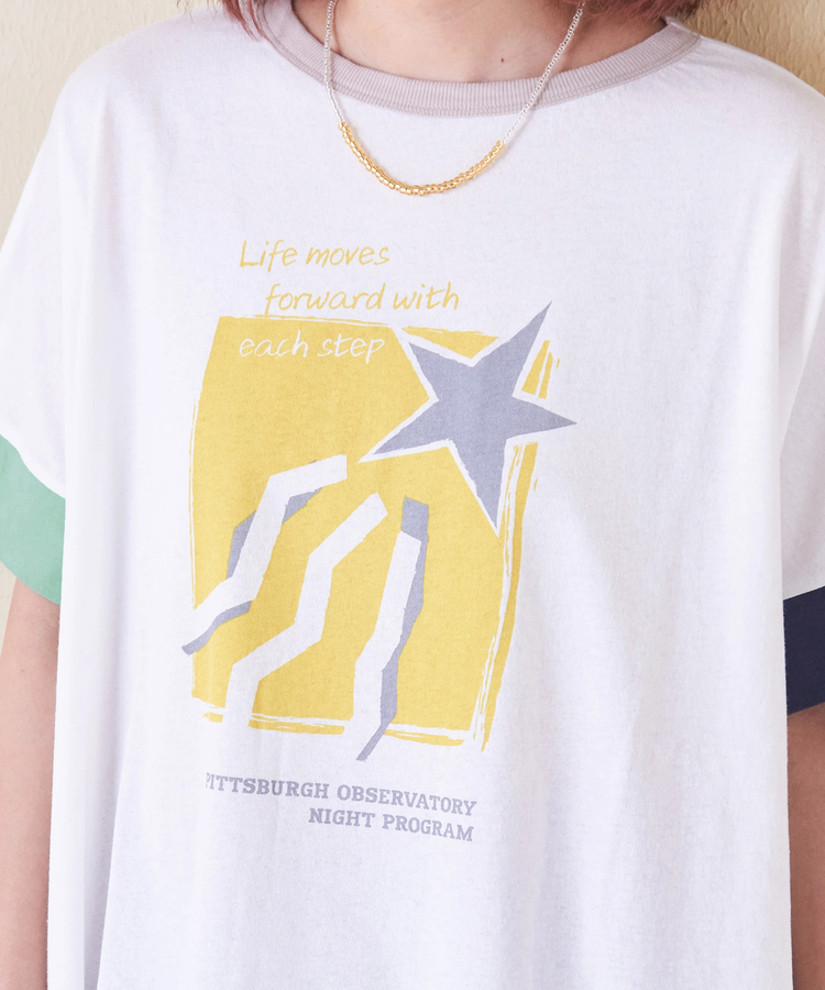 CUBE SUGAR(キューブシュガー) |32/-OE天竺 グラフィック プリント スクエア Tシャツ