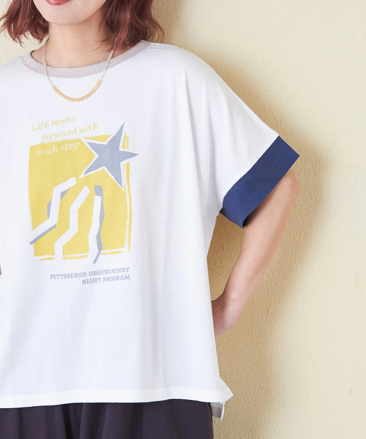 CUBE SUGAR(キューブシュガー) |32/-OE天竺 グラフィック プリント スクエア Tシャツ