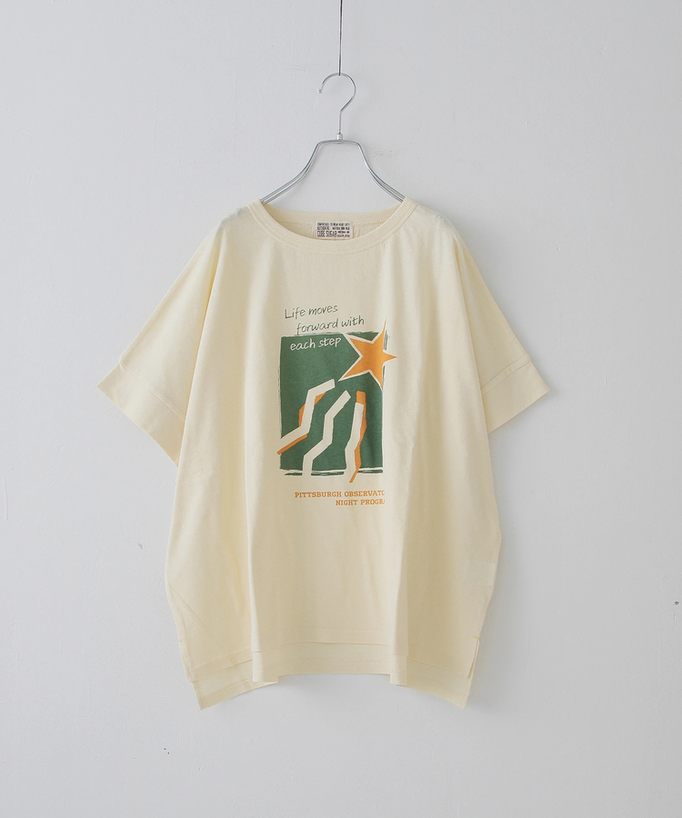 CUBE SUGAR(キューブシュガー) |32/-OE天竺 グラフィック プリント スクエア Tシャツ